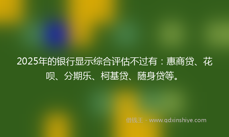 2025年的银行显示综合评估不过有:惠商贷、花呗、分期乐、柯基贷、随身贷等。