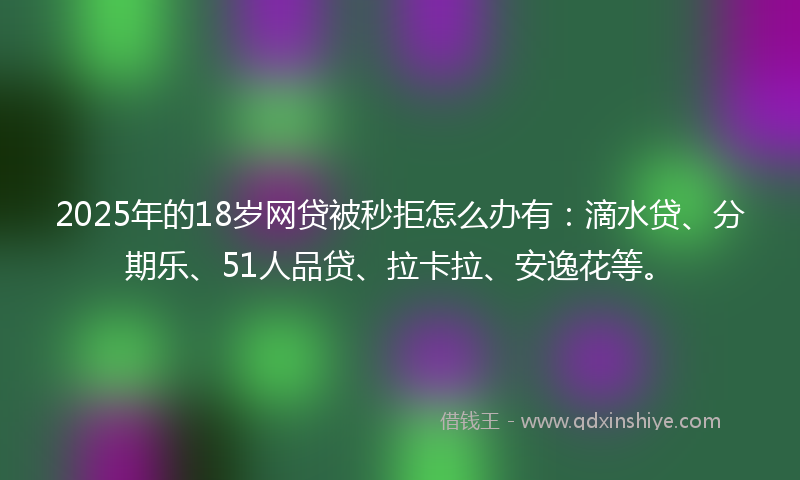 2025年的18岁网贷被秒拒怎么办有：滴水贷、分期乐、51人品贷、拉卡拉、安逸花等。