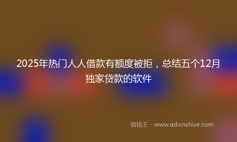 2025年热门人人借款有额度被拒，总结五个12月独家贷款的软件