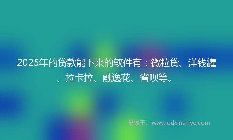 2025年的贷款能下来的软件有：微粒贷、洋钱罐、拉卡拉、融逸花、省呗等。