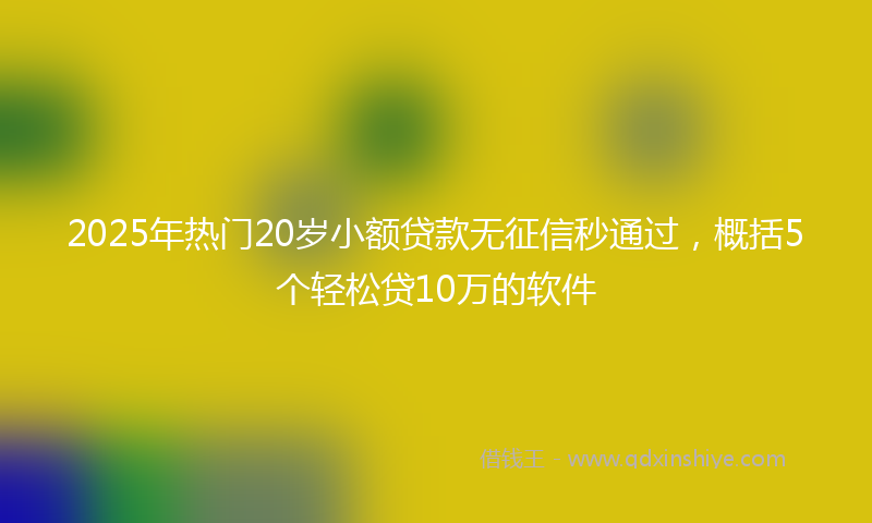 2025年热门20岁小额贷款无征信秒通过，概括5个轻松贷10万的软件