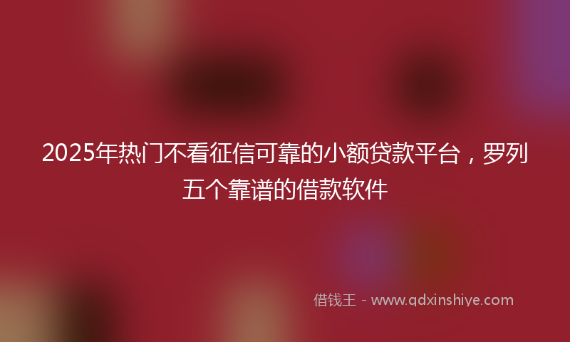 2025年热门不看征信可靠的小额贷款平台，罗列五个靠谱的借款软件