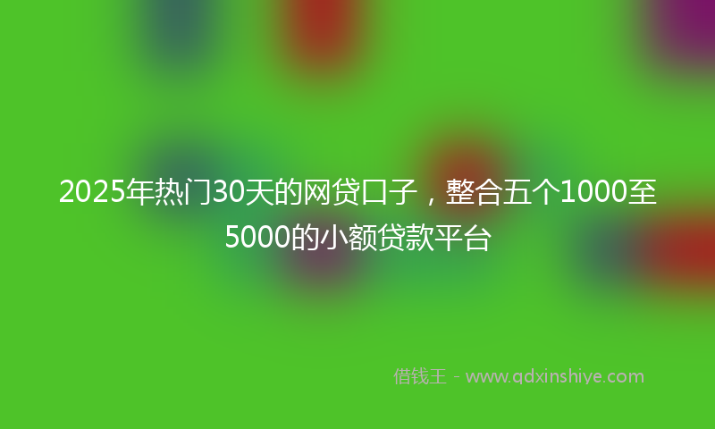 2025年热门30天的网贷口子，整合五个1000至5000的小额贷款平台