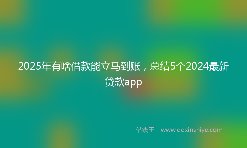 2025年有啥借款能立马到账，总结5个2024最新贷款app