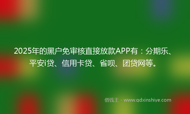 2025年的黑户免审核直接放款APP有：分期乐、平安i贷、信用卡贷、省呗、团贷网等。