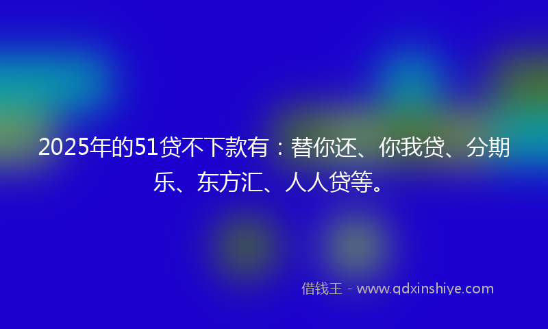 2025年的51贷不下款有：替你还、你我贷、分期乐、东方汇、人人贷等。