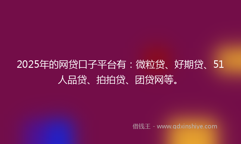 2025年的网贷口子平台有：微粒贷、好期贷、51人品贷、拍拍贷、团贷网等。