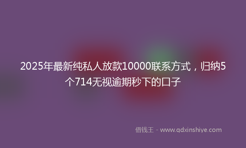 2025年最新纯私人放款10000联系方式，归纳5个714无视逾期秒下的口子