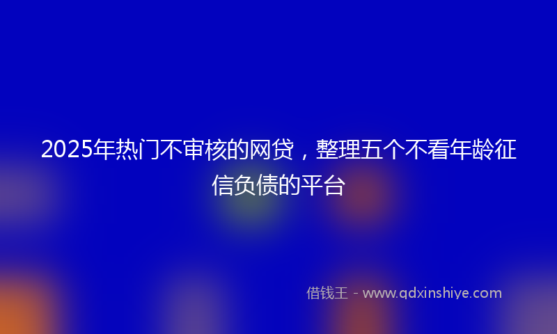 2025年热门不审核的网贷，整理五个不看年龄征信负债的平台
