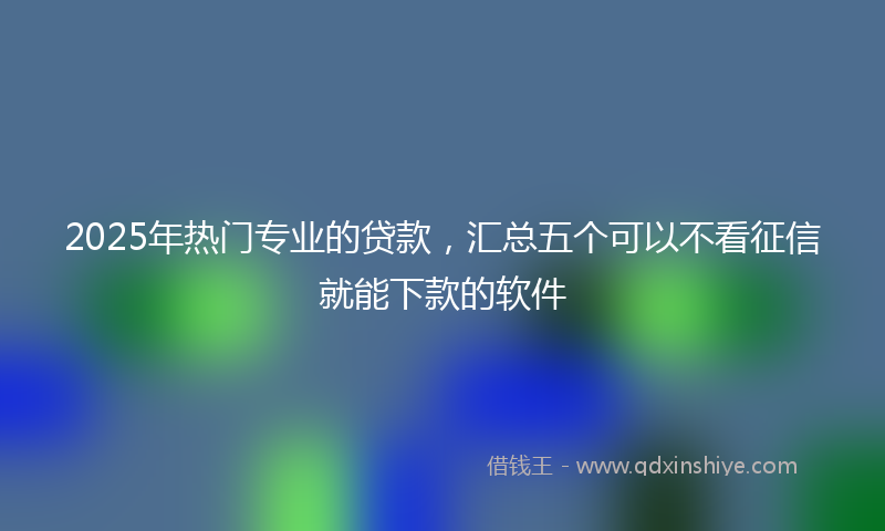 2025年热门专业的贷款，汇总五个可以不看征信就能下款的软件