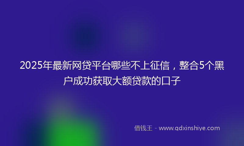 2025年最新网贷平台哪些不上征信，整合5个黑户成功获取大额贷款的口子