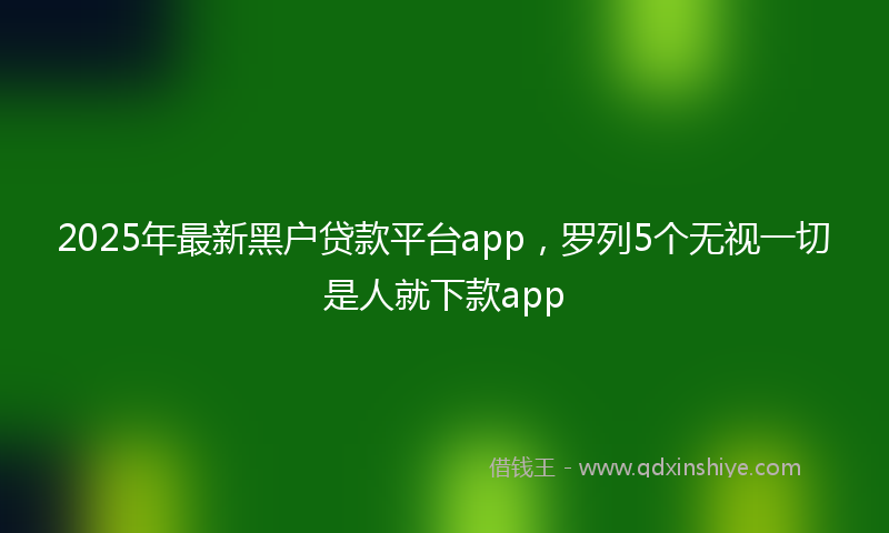 2025年最新黑户贷款平台app，罗列5个无视一切是人就下款app
