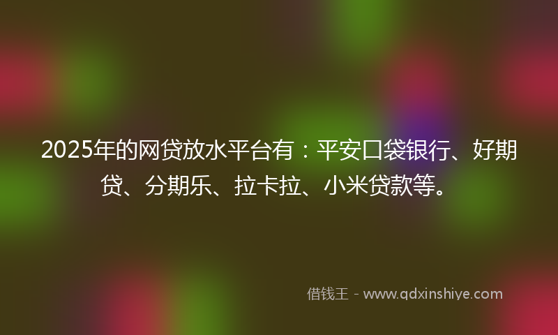 2025年的网贷放水平台有：平安口袋银行、好期贷、分期乐、拉卡拉、小米贷款等。