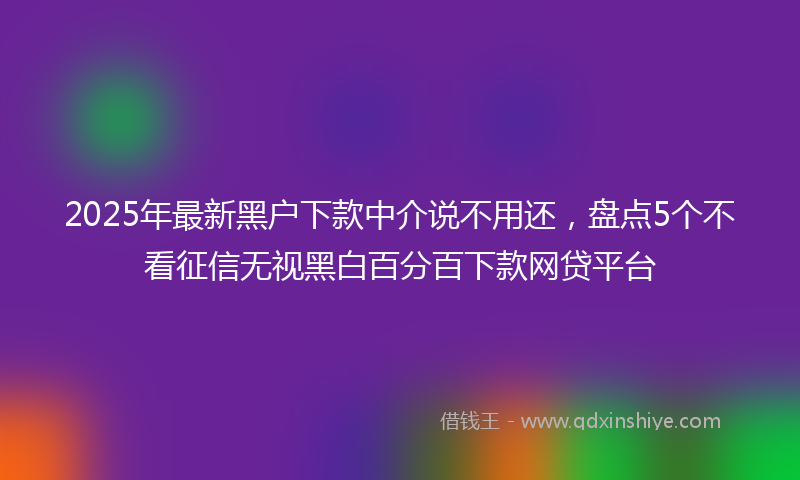 2025年最新黑户下款中介说不用还，盘点5个不看征信无视黑白百分百下款网贷平台