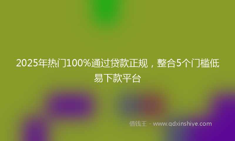 2025年热门100%通过贷款正规，整合5个门槛低易下款平台