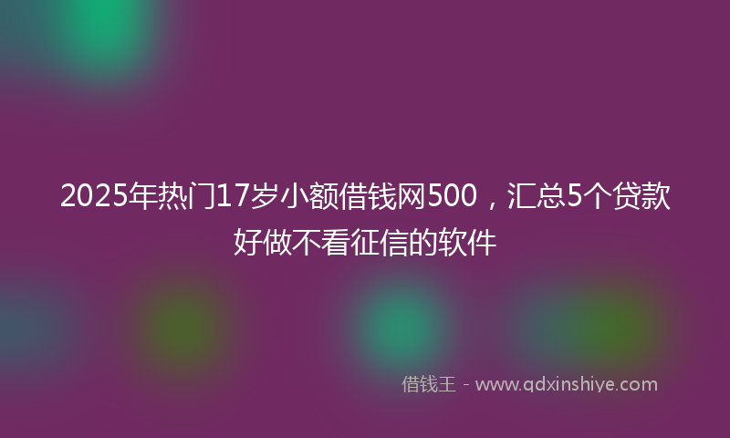 2025年热门17岁小额借钱网500，汇总5个贷款好做不看征信的软件