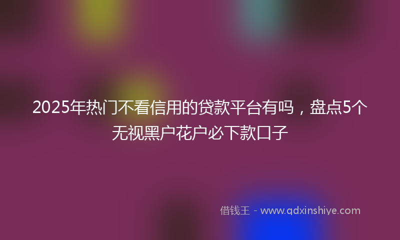 2025年热门不看信用的贷款平台有吗，盘点5个无视黑户花户必下款口子