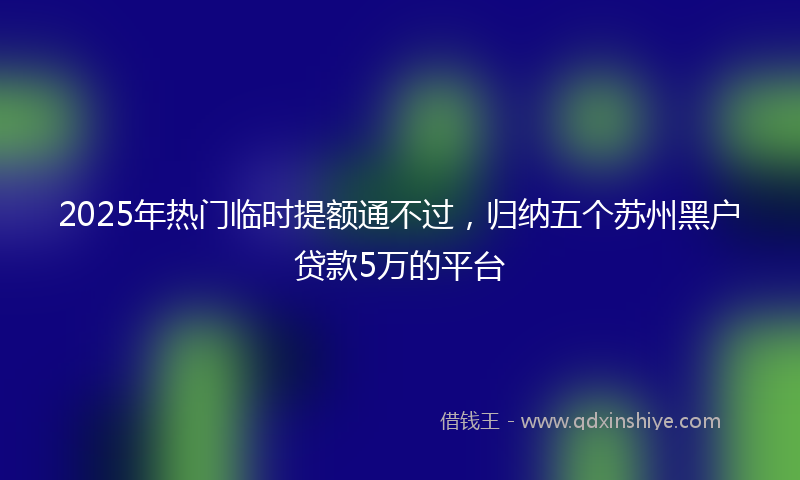 2025年热门临时提额通不过，归纳五个苏州黑户贷款5万的平台