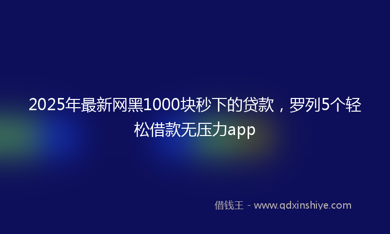 2025年最新网黑1000块秒下的贷款，罗列5个轻松借款无压力app
