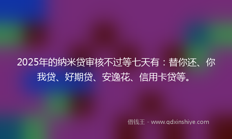 2025年的纳米贷审核不过等七天有：替你还、你我贷、好期贷、安逸花、信用卡贷等。