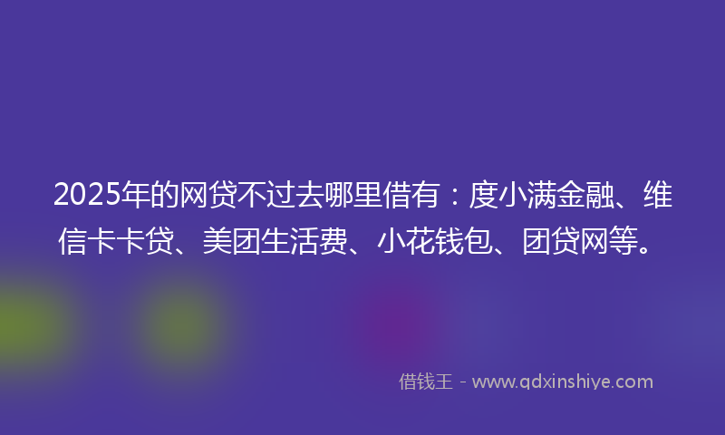 2025年的网贷不过去哪里借有：度小满金融、维信卡卡贷、美团生活费、小花钱包、团贷网等。