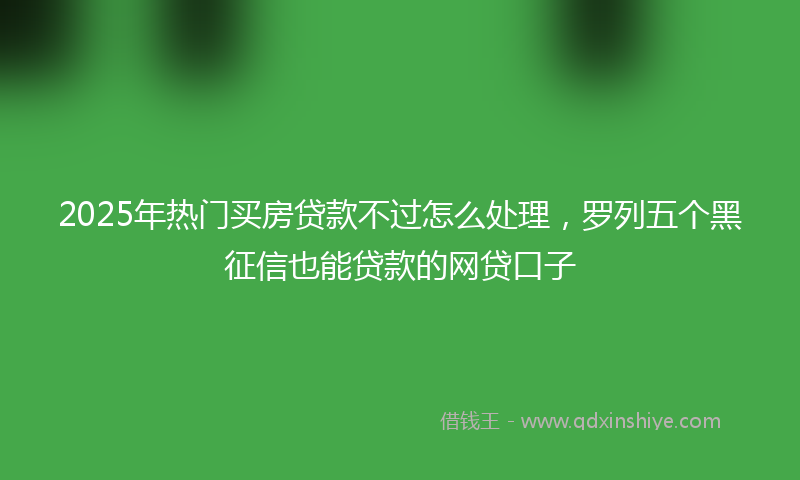 2025年热门买房贷款不过怎么处理，罗列五个黑征信也能贷款的网贷口子
