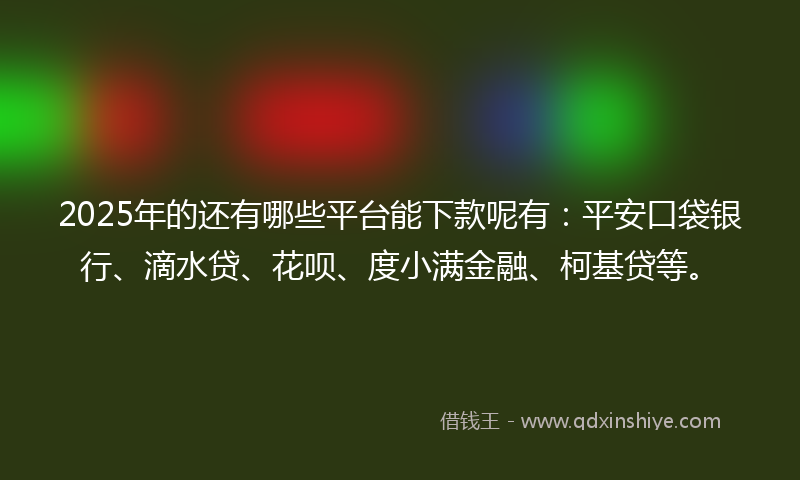 2025年的还有哪些平台能下款呢有：平安口袋银行、滴水贷、花呗、度小满金融、柯基贷等。