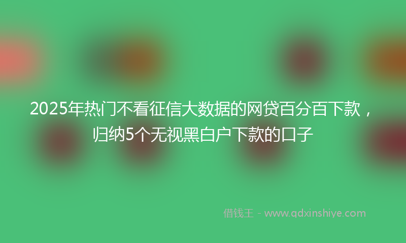 2025年热门不看征信大数据的网贷百分百下款，归纳5个无视黑白户下款的口子