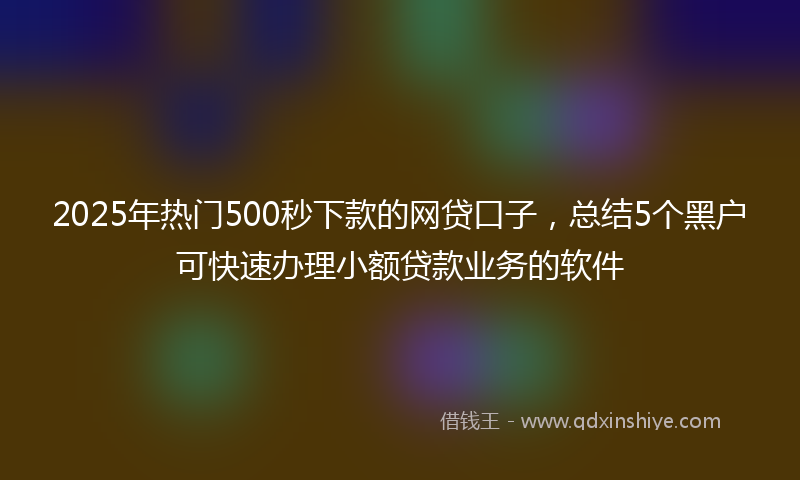 2025年热门500秒下款的网贷口子，总结5个黑户可快速办理小额贷款业务的软件