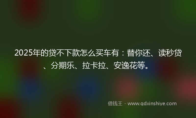 2025年的贷不下款怎么买车有：替你还、读秒贷、分期乐、拉卡拉、安逸花等。