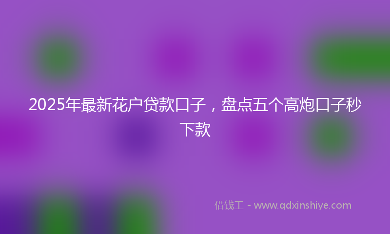 2025年最新花户贷款口子，盘点五个高炮口子秒下款