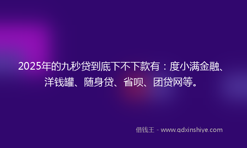 2025年的九秒贷到底下不下款有：度小满金融、洋钱罐、随身贷、省呗、团贷网等。