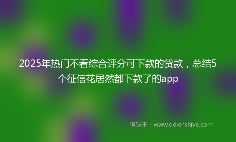 2025年热门不看综合评分可下款的贷款，总结5个征信花居然都下款了的app