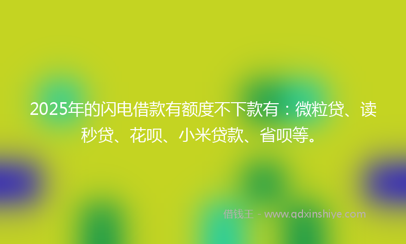 2025年的闪电借款有额度不下款有：微粒贷、读秒贷、花呗、小米贷款、省呗等。