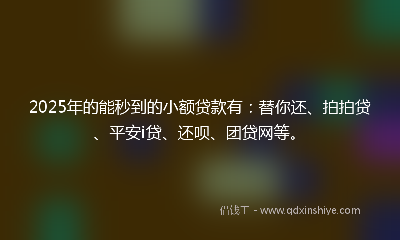 2025年的能秒到的小额贷款有：替你还、拍拍贷、平安i贷、还呗、团贷网等。