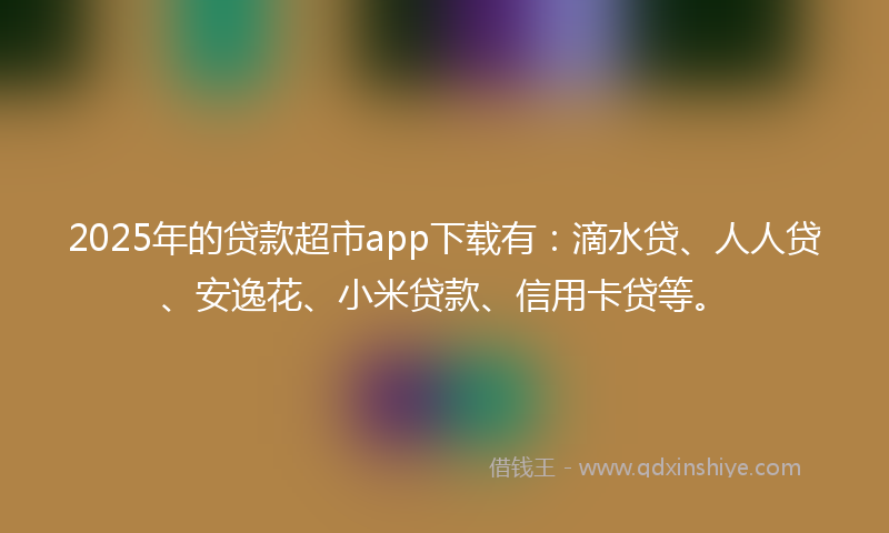 2025年的贷款超市app下载有：滴水贷、人人贷、安逸花、小米贷款、信用卡贷等。