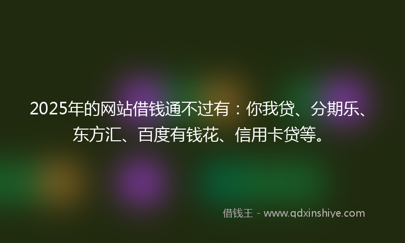 2025年的网站借钱通不过有：你我贷、分期乐、东方汇、百度有钱花、信用卡贷等。