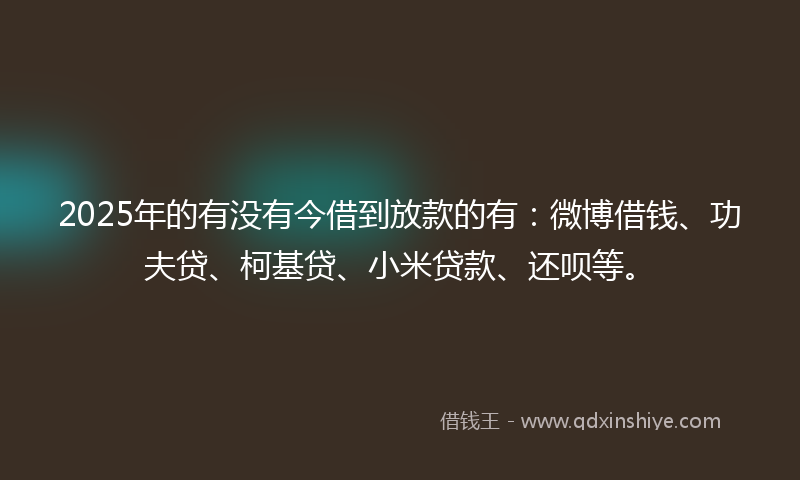 2025年的有没有今借到放款的有：微博借钱、功夫贷、柯基贷、小米贷款、还呗等。