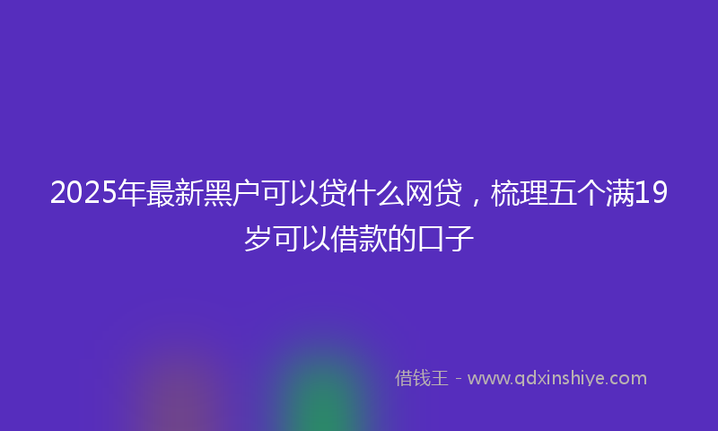 2025年最新黑户可以贷什么网贷，梳理五个满19岁可以借款的口子