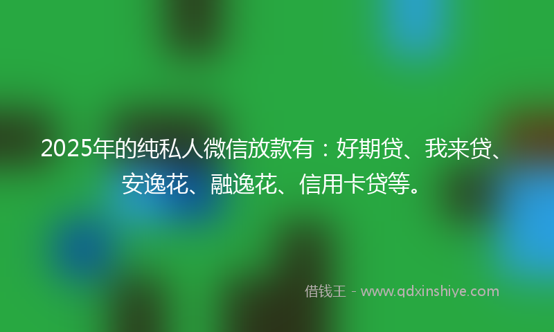2025年的纯私人微信放款有：好期贷、我来贷、安逸花、融逸花、信用卡贷等。