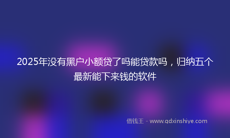2025年没有黑户小额贷了吗能贷款吗，归纳五个最新能下来钱的软件