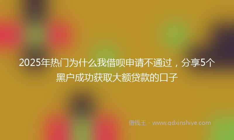 2025年热门为什么我借呗申请不通过，分享5个黑户成功获取大额贷款的口子