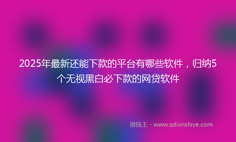 2025年最新还能下款的平台有哪些软件，归纳5个无视黑白必下款的网贷软件