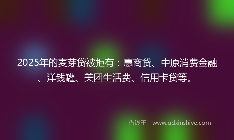 2025年的麦芽贷被拒有：惠商贷、中原消费金融、洋钱罐、美团生活费、信用卡贷等。