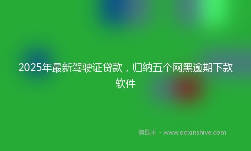 2025年最新驾驶证贷款，归纳五个网黑逾期下款软件