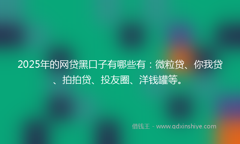 2025年的网贷黑口子有哪些有：微粒贷、你我贷、拍拍贷、投友圈、洋钱罐等。