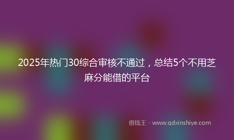 2025年热门30综合审核不通过，总结5个不用芝麻分能借的平台