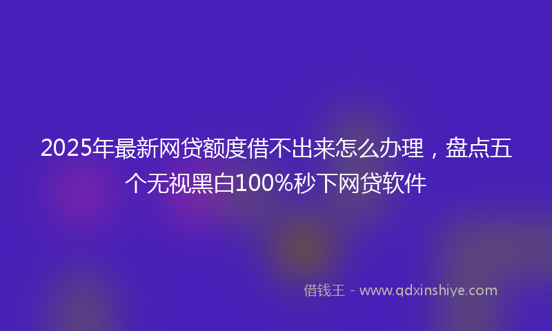 2025年最新网贷额度借不出来怎么办理，盘点五个无视黑白100%秒下网贷软件
