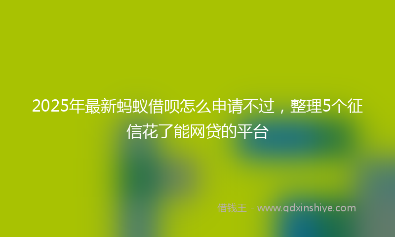 2025年最新蚂蚁借呗怎么申请不过，整理5个征信花了能网贷的平台