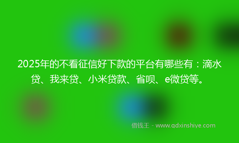 2025年的不看征信好下款的平台有哪些有：滴水贷、我来贷、小米贷款、省呗、e微贷等。